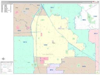 Norwalk, CA Classic style ZIP Code wall map