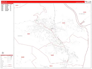 Novato, CA RedLine style ZIP Code wall map