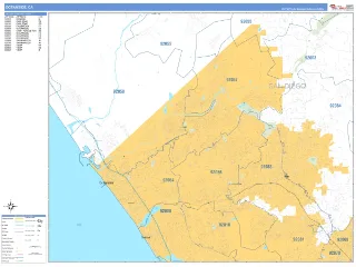 Oceanside, CA Business Reference style ZIP Code wall map