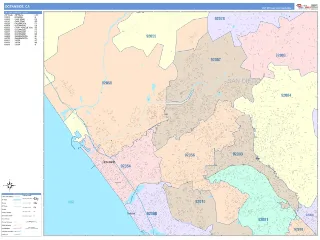 Oceanside, CA ColorCast style ZIP Code wall map