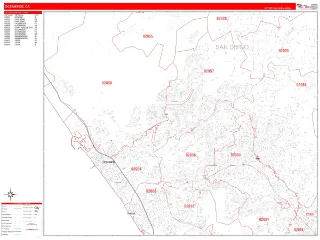 Oceanside, CA RedLine style ZIP Code wall map