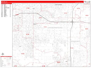 Ontario, CA RedLine style ZIP Code wall map