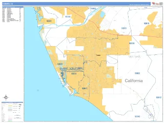 Oxnard, CA Business Reference style ZIP Code wall map