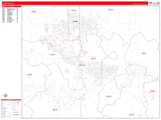Palmdale, CA RedLine style ZIP Code wall map