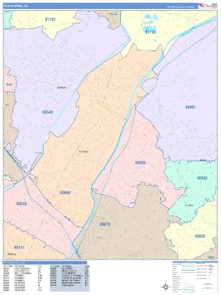 Pico Rivera, CA ColorCast style ZIP Code wall map