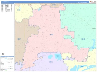 Placentia, CA ColorCast style ZIP Code wall map