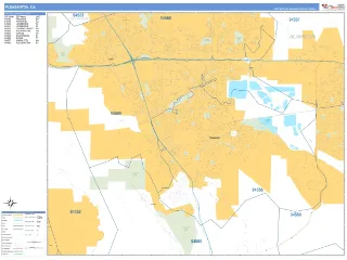 Pleasanton, CA Business Reference style ZIP Code wall map