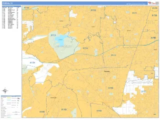 Pomona, CA Business Reference style ZIP Code wall map
