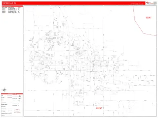 Porterville, CA RedLine style ZIP Code wall map