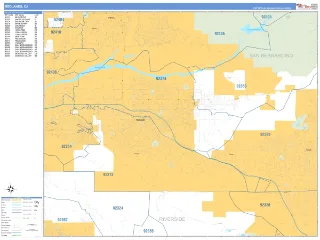 Redlands, CA Business Reference style ZIP Code wall map