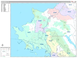 Richmond, CA Classic style ZIP Code wall map