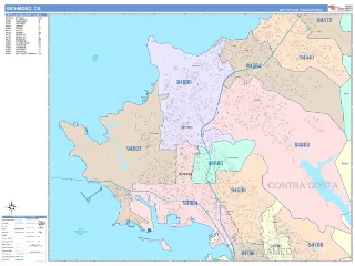 Richmond, CA ColorCast style ZIP Code wall map