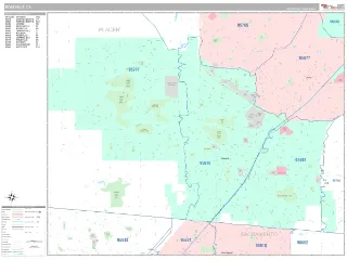 Roseville, CA Classic style ZIP Code wall map