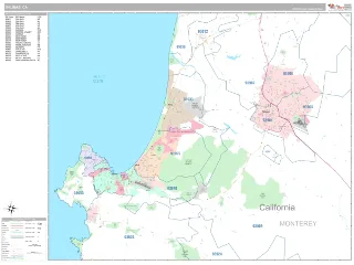 Salinas, CA Classic style ZIP Code wall map