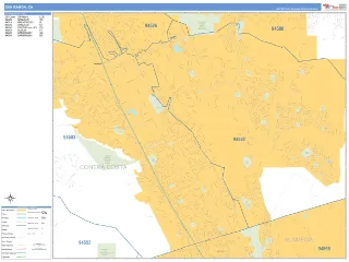 San Ramon, CA Business Reference style ZIP Code wall map