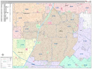 Santa Ana, CA Classic style ZIP Code wall map