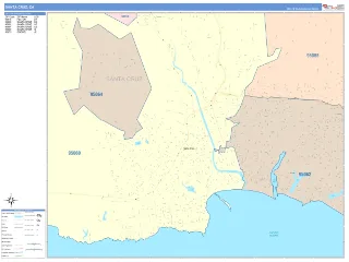 Santa Cruz, CA ColorCast style ZIP Code wall map
