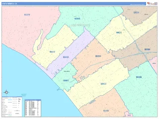 Santa Monica, CA ColorCast style ZIP Code wall map