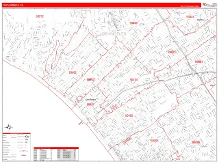 Santa Monica, CA RedLine style ZIP Code wall map