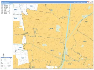 South Gate, CA Business Reference style ZIP Code wall map