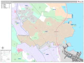 South San Francisco, CA Classic style ZIP Code wall map