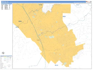 Temecula, CA Business Reference style ZIP Code wall map
