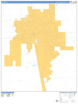 Tulare, CA Business Reference style ZIP Code wall map