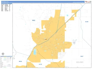 Vacaville, CA Business Reference style ZIP Code wall map