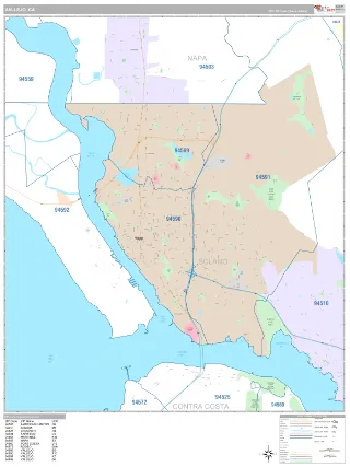 Vallejo, CA Classic style ZIP Code wall map