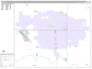 Visalia, CA Classic style ZIP Code wall map