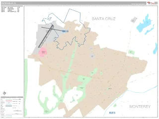 Watsonville, CA Classic style ZIP Code wall map