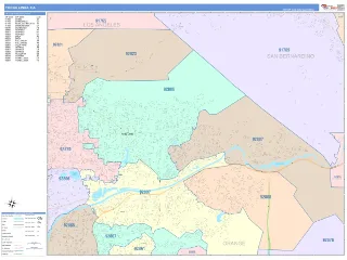 Yorba Linda, CA ColorCast style ZIP Code wall map