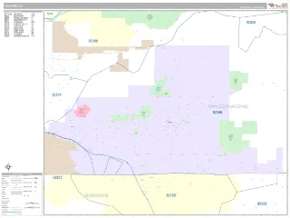 Yucaipa, CA Classic style ZIP Code wall map