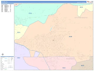 Yucaipa, CA ColorCast style ZIP Code wall map