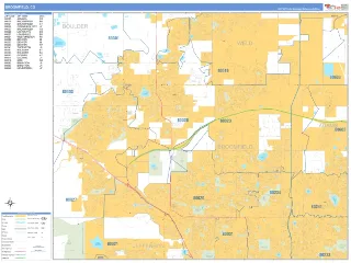 Broomfield, CO Business Reference style ZIP Code wall map