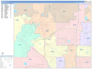 Broomfield, CO ColorCast style ZIP Code wall map