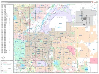 Denver, CO Classic style ZIP Code wall map