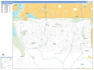 Highlands Ranch, CO Business Reference style ZIP Code wall map