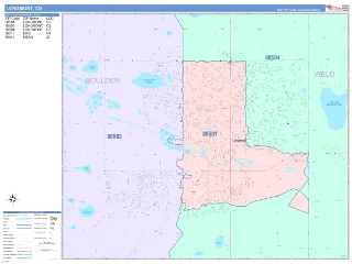 Longmont, CO ColorCast style ZIP Code wall map