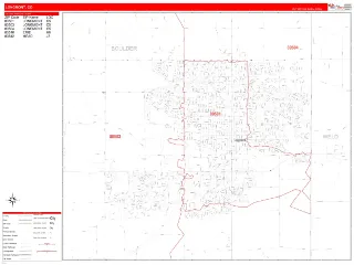 Longmont, CO RedLine style ZIP Code wall map