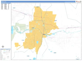 Pueblo, CO Business Reference style ZIP Code wall map