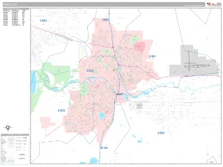 Pueblo, CO Classic style ZIP Code wall map
