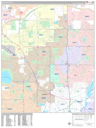 Westminster, CO Classic style ZIP Code wall map