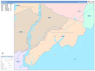 Milford, CT ColorCast style ZIP Code wall map