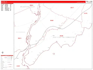 Milford, CT RedLine style ZIP Code wall map