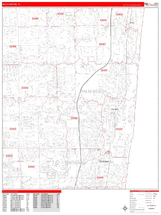 Boca Raton, FL RedLine style ZIP Code wall map