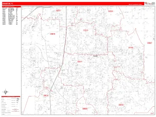 Brandon, FL RedLine style ZIP Code wall map