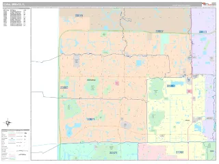 Coral Springs, FL Classic style ZIP Code wall map