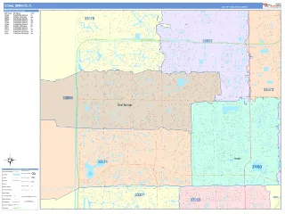 Coral Springs, FL ColorCast style ZIP Code wall map
