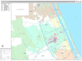 Daytona Beach, FL Classic style ZIP Code wall map